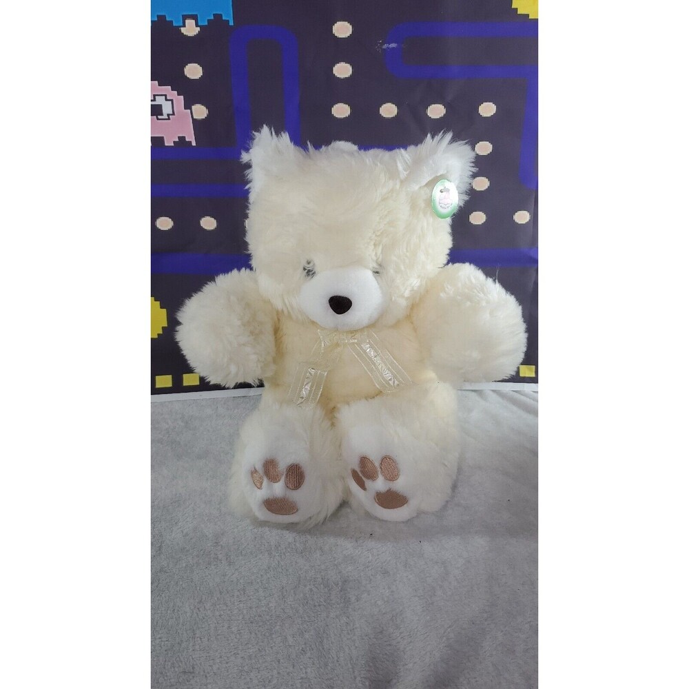White Soft Fluffy Fine Quality Bow Paws Sensory Teddy Bear Boutique Gift